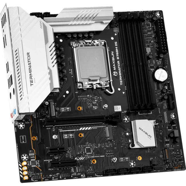 Материнская плата MAXSUN MS-Terminator B760M D5 V2, LGA1700, B760, 4*DDR5, 4*SATA3, 3*M.2, 2*USB 3.2, 3*USB 2.0, 1*PCIEx16, 1*PCIEx4, 1*PCIEx1, DP+HDMI, mATX