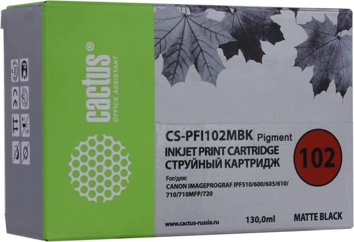 Картридж Cactus CS-PFI102MBK Matte Black  для Canon iPF500/600/605/610/710/720