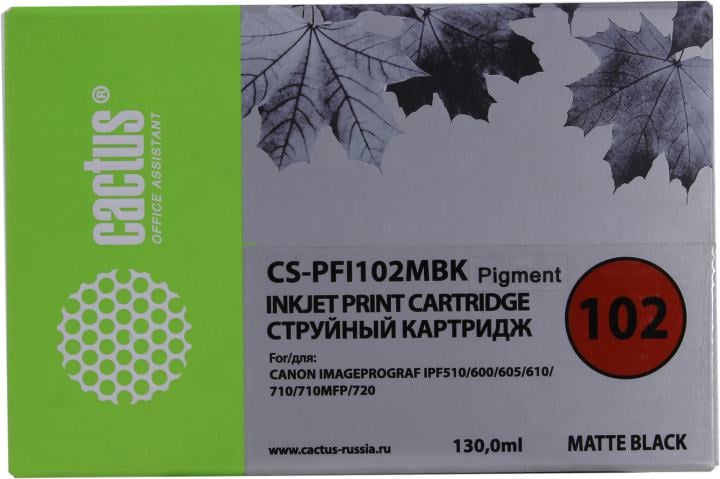 Картридж Cactus CS-PFI102MBK Matte Black  для Canon iPF500/600/605/610/710/720