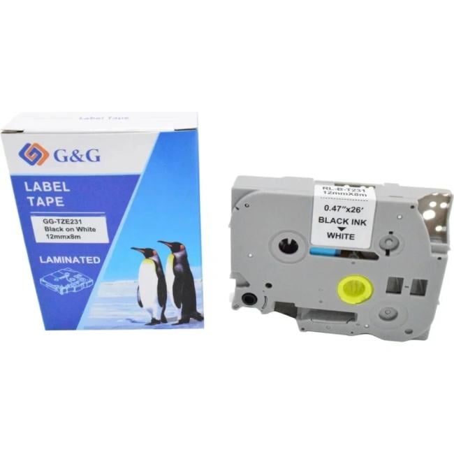 Картридж ленточный G&G GG-TZE231 черный на белом  12x8  для  Brother 1010/1280/1280VP/2700VP