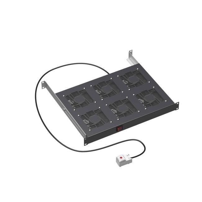 Вентиляторный модуль DKC R519VSIT6FTB 19", 6 вент. с термостатом  RAL  9005,  "RAM telecom"
