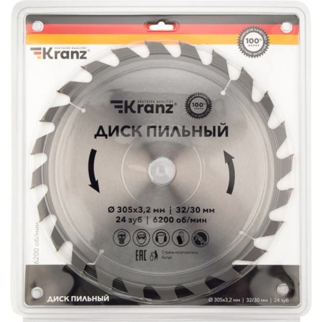 KR-92-0134 Диск пильный 305 мм х 24 зуб х 32/30  мм  Kranz