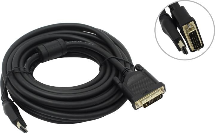 Кабель HDMI AM/DVI(24+1)M, 7.5м, CU, 1080P@60Hz, 2F, VCOM <CG484GD-7.5M>