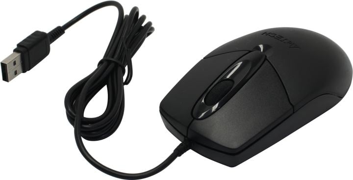 A4Tech Optical Mouse <OP-720-Black(1)>  (RTL) USB 3btn+Roll