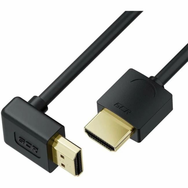 GCR PRO Кабель SLIM 2.0m HDMI 2.0, М верхний угол / М, черный, медь, экран, HDR 4:2:0, Ultra HD, 4K 60 fps 60Hz, 3D, AUDIO, 18.0 Гбит/с