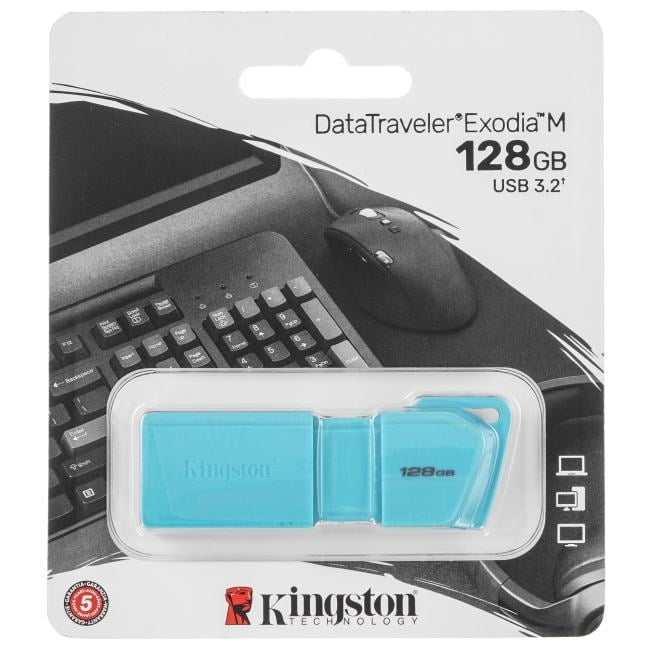 Флеш накопитель 128Gb USB 3.2 Gen 1 Kingston DataTraveler Exodia M KC-U2L128-7LB, голубой (KC-U2L128-7LB)