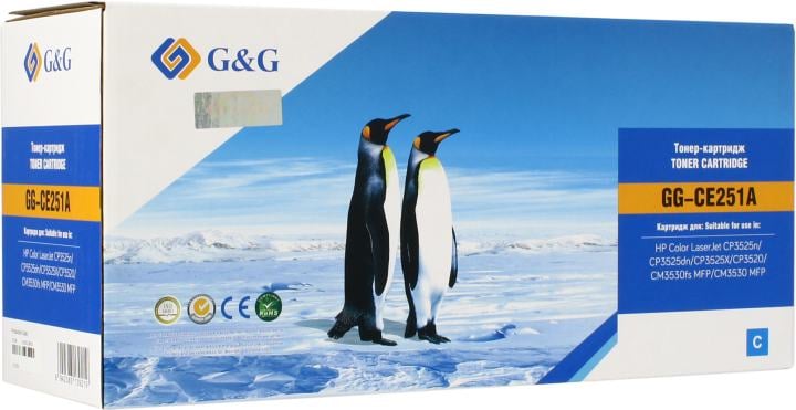 Картридж лазерный G&G GG-CE251A CE251A голубой (7000 стр.) для HP CLJ CP3525n/CP3525dn/CP3525X/CP3520/CM3530fs MFP/CM3530 MFP