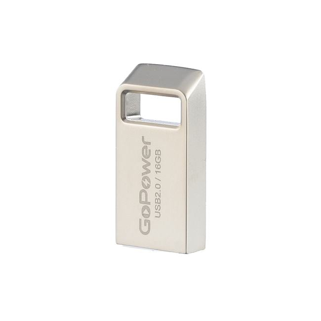 GoPower 00-00027357 Флеш-накопитель/ Флеш-накопитель GoPower MINI 16GB  USB2.0  металл  серебряный (1/50/1000)