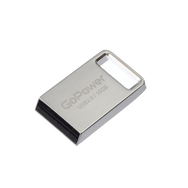 GoPower 00-00027357 Флеш-накопитель/ Флеш-накопитель GoPower MINI 16GB  USB2.0  металл  серебряный (1/50/1000)