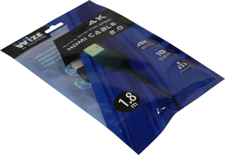 Кабель HDMI Wize WAVC-HDMIUS-1.8M, 1.8м, v2.0, 4K/60Hz