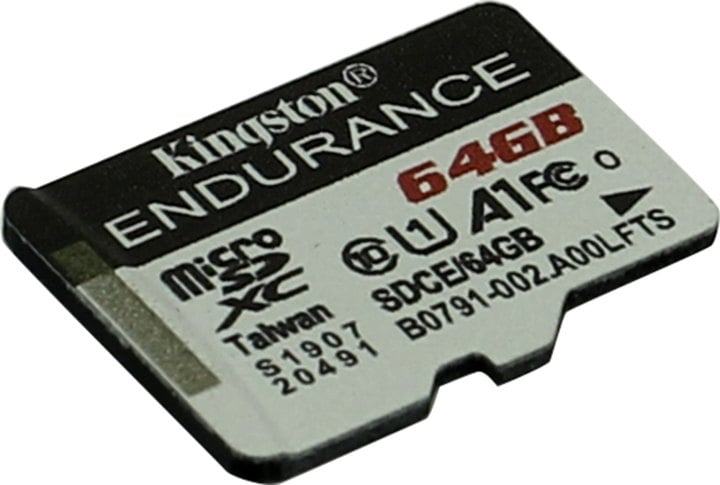 Карта памяти Kingston Kingston High Endurance microSDXC 64 ГБ SDCE/64GB Class 10, A1, UHS Class 1, запись - 30 Мбайт/сек, чтение - 95 Мбайт/сек (290226)