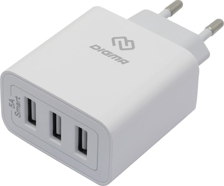 Digma <DGWC-3U-5A-WG> Зарядное устройство USB  (Вых.5V, 25W, 3xUSB)