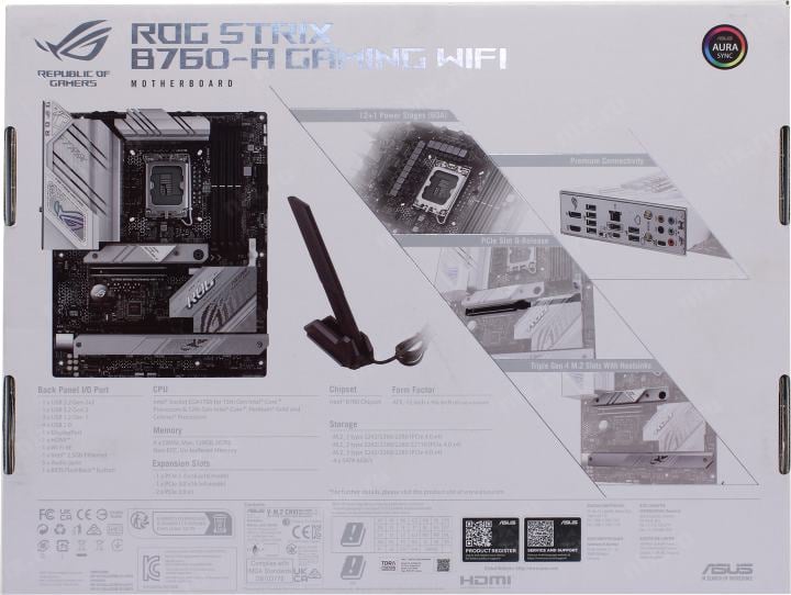 ASUS ROG STRIX B760-A GAMING WIFI (RTL) LGA1700 <B760> 2xPCI-E HDMI+DP 2.5GbLAN+WiFi  SATA ATX 4DDR5