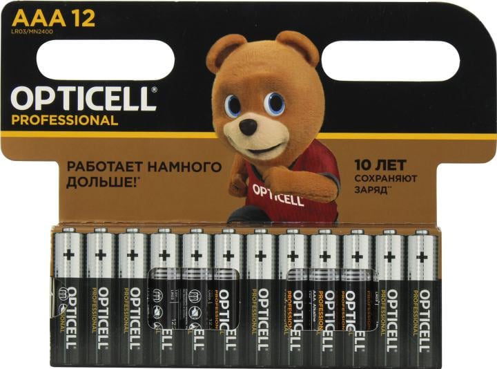 Батарейки OPTICELL MN2400-12, AAA, 1.5 В, щелочные, уп. 12 шт.