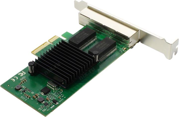 Сетевой адаптер ExeGate EX292508RUS, PCI-E, 4×RJ45, Gigabit