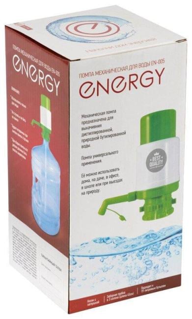 Помпа для 19л бутыли Energy EN-005 механический, белый/зеленый