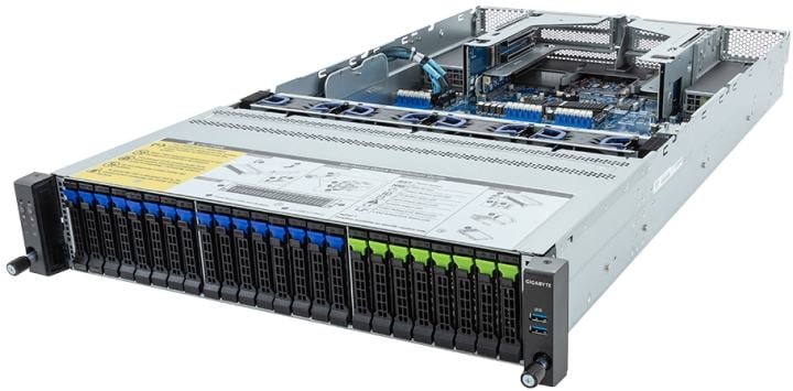 Серверная платформа Gigabyte - R283-Z92-rev. AAE2/ACE2, MZ93-FS0, 2xSP5, 24хDDR5, 24x2.5" (8xNVMe), 2x1GbE, 2000W (80 PLUS Platinum), Rack, 2U, R283-Z92-ACE2
