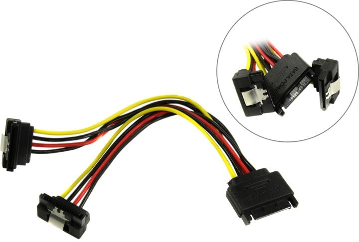 Кабель питания-разветвитель Vention SATA 15pin M/2 x SATA 15pin F угол 90 - 0.15м KDBBB