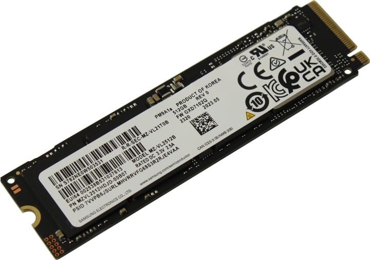 Накопитель SSD Samsung 512Gb, M.2(22x80мм), NVMe, PCIe 4.0 x4, MZVL2512HDJD-00B07