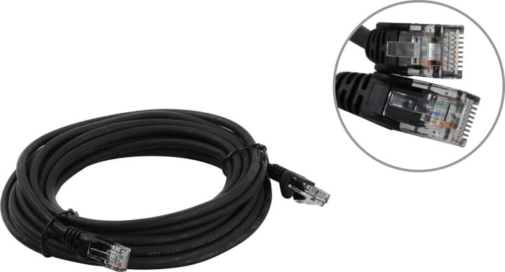 Lanmaster <LAN-PC45/U5E-5.0-BK> Patch Cord UTP  кат.5e  LSZH,  5м, чёрный