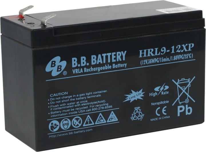 Аккумуляторная батарея B.B. Battery HRL 9-12XP BB (12В 9Ач ДхШхВ 151x65x94 мм, масса 2,75 кг) клеммы F2