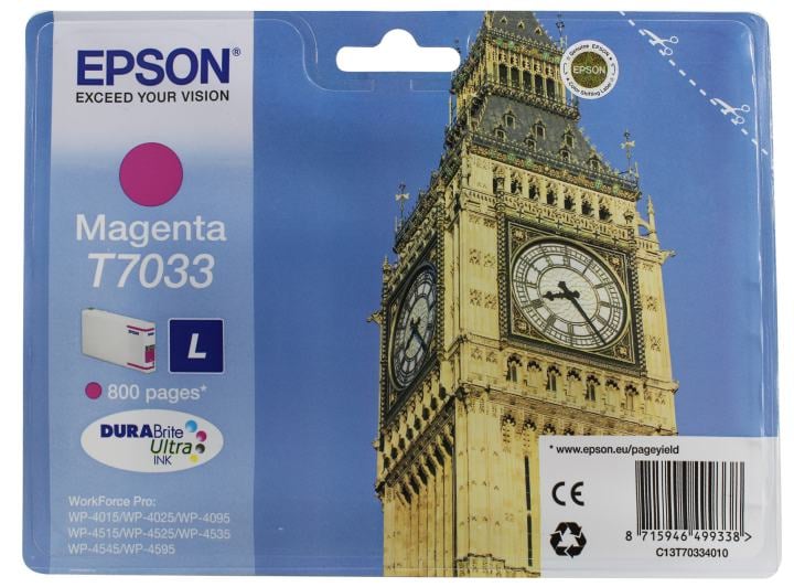 Картридж T7033 <C13T70334010> Magenta для Epson  WorkForce Pro WP-4015/4025/4095/4515/4525/4535/4545/4595