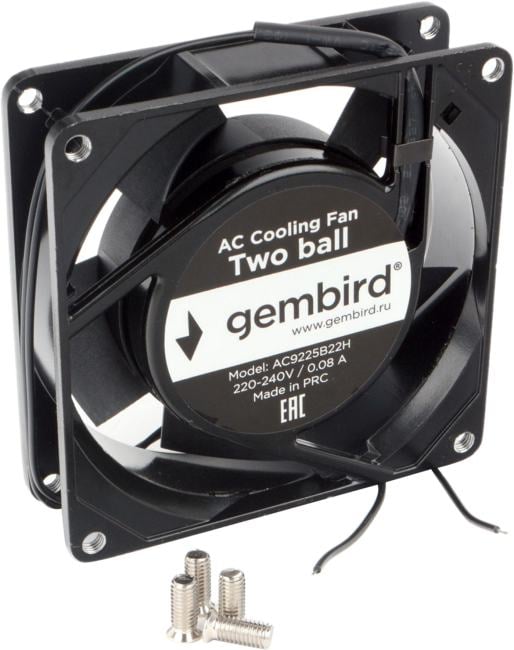 <092653> Вентилятор для корпуса .92mm Gembird AC9225B22H (2-pin, 92x92x25мм, AC, 220 B, подшипник, провод 30 см) [AC9225B22H]