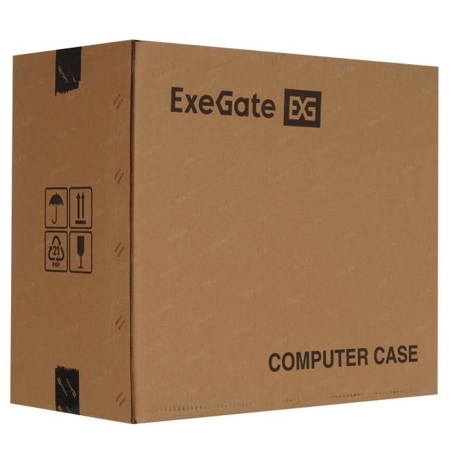 EX296077RUS Miditower ExeGate EVO-9202-EVO800 (ATX, БП EVO800RGB с вент. 12 см, с окном,  1*USB+1*USB3.0, аудио, черный,