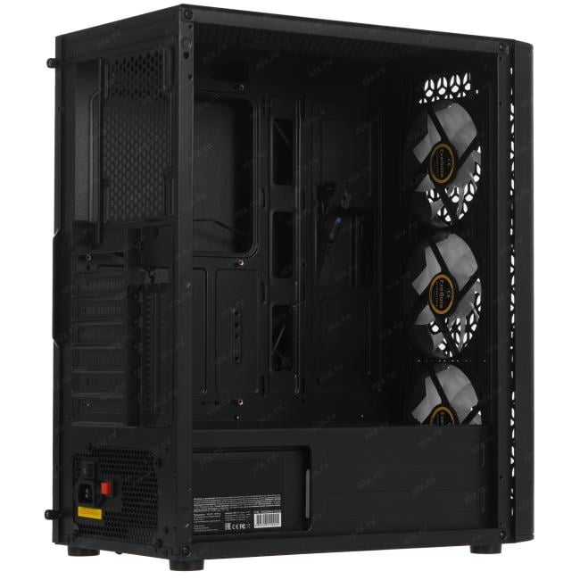 EX296077RUS Miditower ExeGate EVO-9202-EVO800 (ATX, БП EVO800RGB с вент. 12 см, с окном,  1*USB+1*USB3.0, аудио, черный,