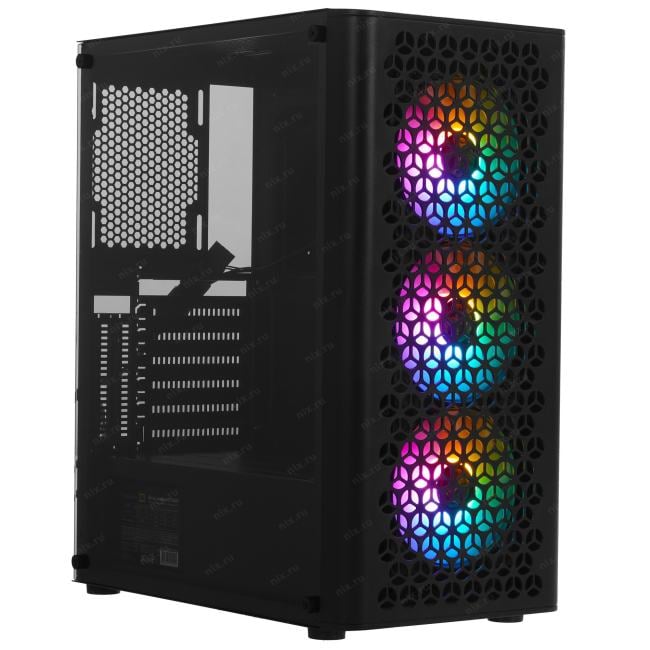EX296077RUS Miditower ExeGate EVO-9202-EVO800 (ATX, БП EVO800RGB с вент. 12 см, с окном,  1*USB+1*USB3.0, аудио, черный,