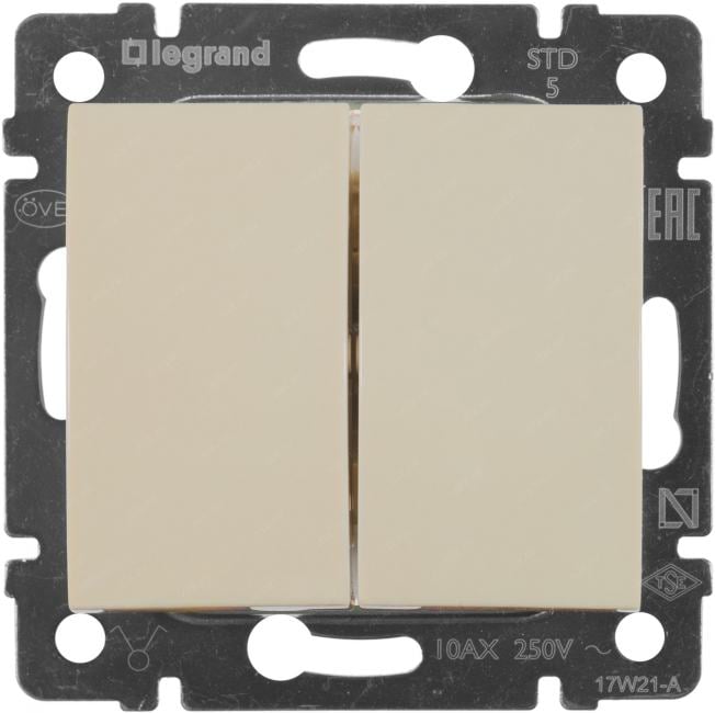 Legrand Valena <774305> Выключатель (2клав., внут.,  без рамки, бежевый)