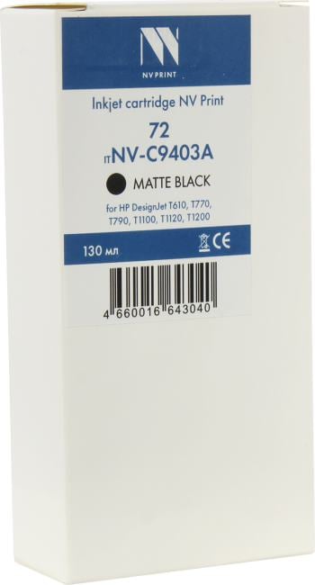 -/ Струйный картридж NV Print 72 (NV-C9403A) Matte Black для HP DesignJet T1100, T1120, T1200, T1300,  T610, T620, T770, T790, T2300, T795 (130 мл)
