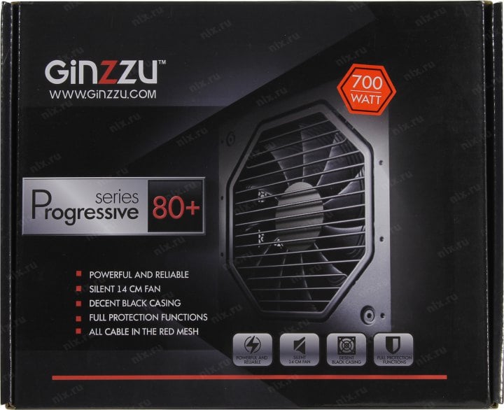 Блок питания Ginzzu  <PC700>  700W  ATX (24+2x4+2x6/8пин)
