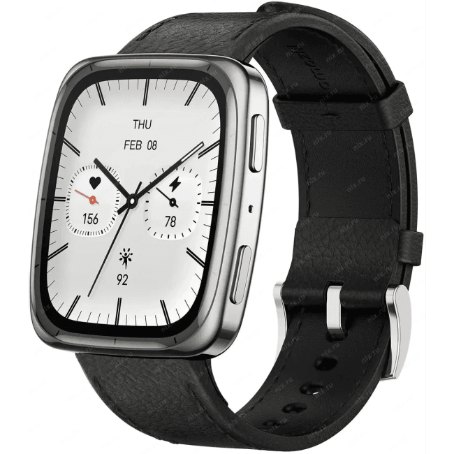 6972596108825 Смарт-часы Amazfit Active 2S A2440 1.75" AMOLED корп.серебристый  рем.черный разм.брасл.:150-210мм ()