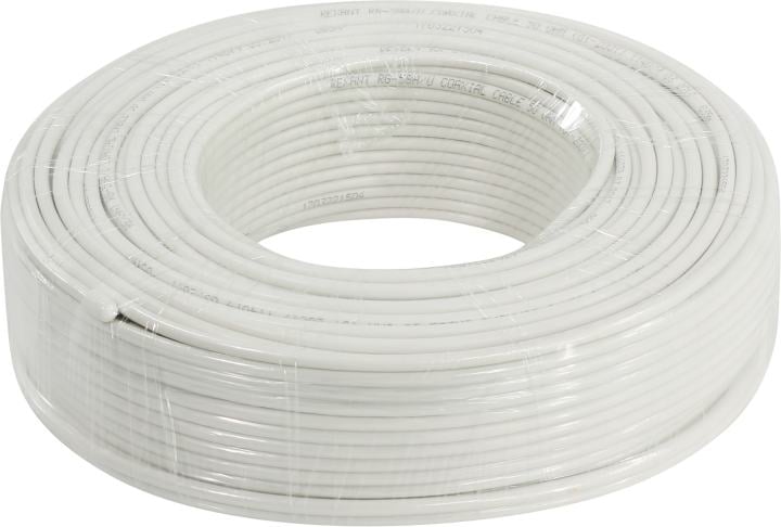 Rexant (01-2001) Кабель коаксиальный RG-58 A/U, 50 Ом, Cu/Al/Cu, 64%, 100м, INDOOR, белый
