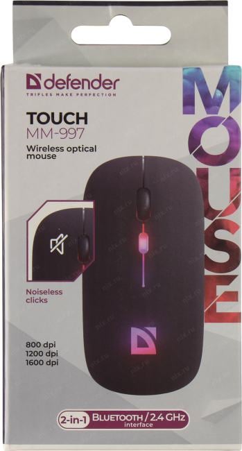 Defender Touch Wireless Optical Mouse <MM-997> (RTL)  BT/USB 4btn+Roll <52997>