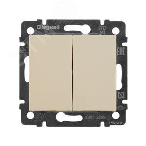 Legrand 774308 VALENA Переключатель двухклавишный на 2 направления в рамку слоновая  кость  (774308)