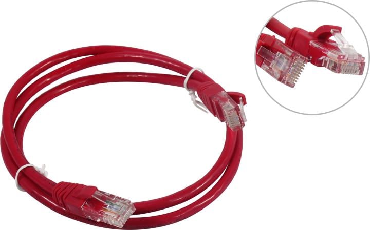 Cabeus <PC-UTP-RJ45-Cat.5e-1m-RD> Patch Cord UTP кат.5e PVC,  1м, красный <7674c>