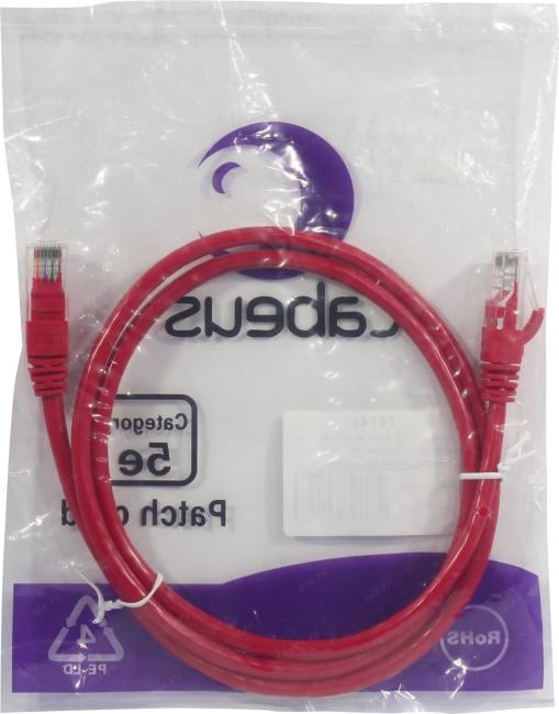 Cabeus <PC-UTP-RJ45-Cat.5e-1m-RD> Patch Cord UTP кат.5e PVC,  1м, красный <7674c>