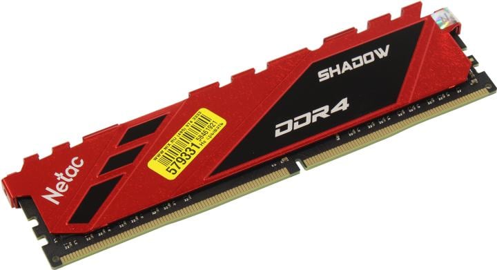 Оперативная память Netac Shadow 8GB DDR4-3600 (PC4-28800) C18 18-22-22-42 1.35V XMP Memory module (DIMM) Red