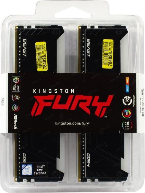 Kingston Fury RGB <KF432C16BB2AK2/32> DDR4 DIMM 32Gb KIT  2*16Gb<PC4-25600>  CL16