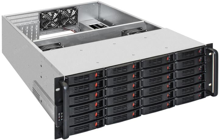 Exegate EX292260RUS Серверный корпус ExeGate Pro 4U660-HS24 <RM 19", высота 4U, глубина 660, без БП, 24xHotSwap, USB>