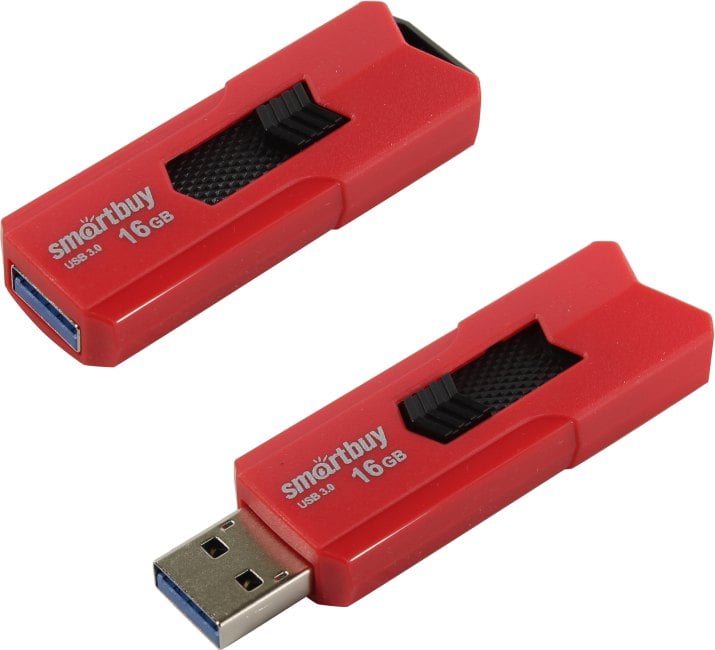 Флешка USB Smartbuy STREAM Red (SB16GbST-R3), 16Gb, USB 3.0, R/W 75/30, красный/черный