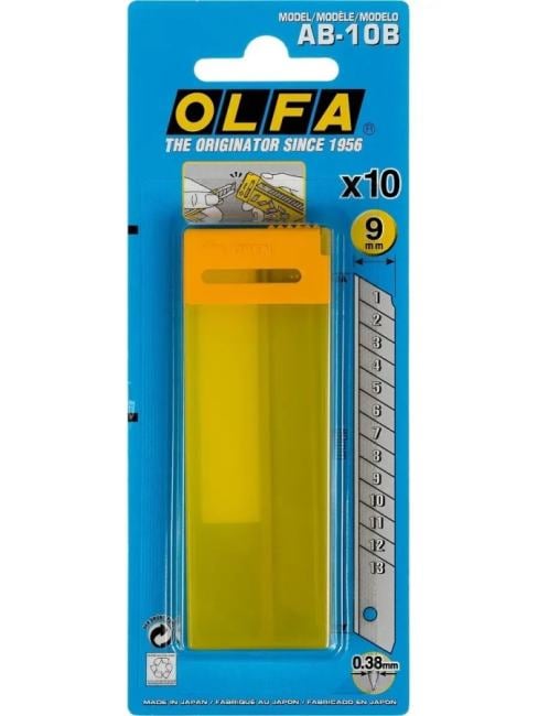 OLFA 9 х 80 х 0.38 мм, 10  шт,  сегментированные  лезвия (OL-AB-10B)