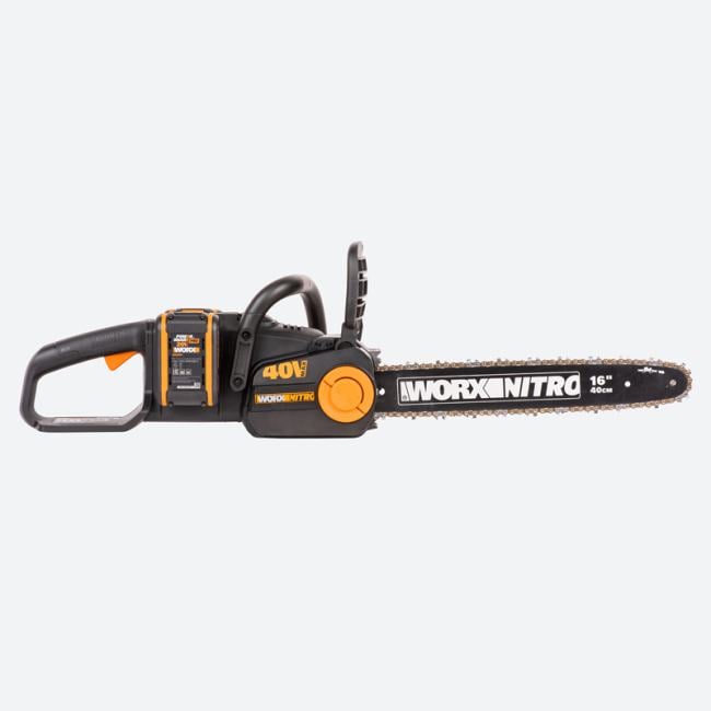 Worx WG385E Цепная пила аккумуляторная WORX NITRO WG385E, 40В 40cm бесщеточная, 4.0Ач х2,  ЗУ 2Ах2, коробка