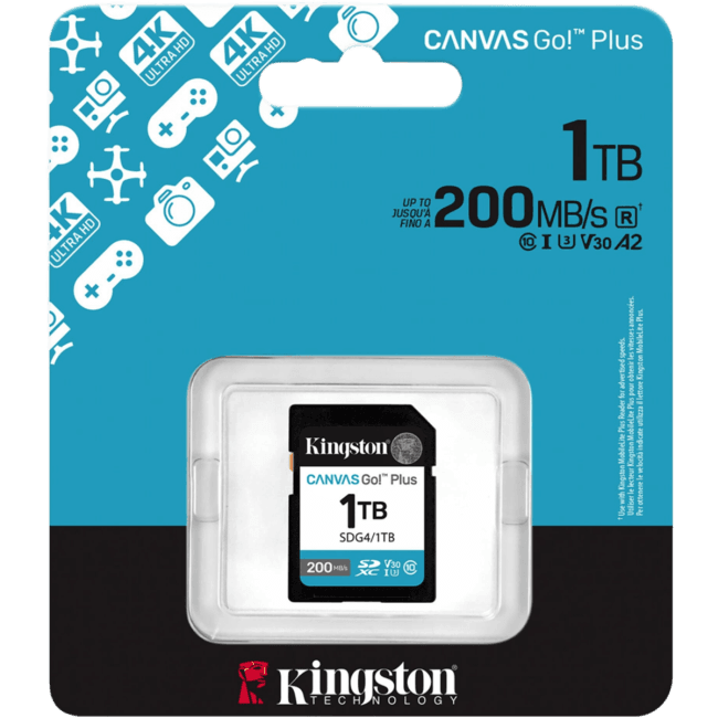 Kingston SDG4/1TB Карта памяти 1TB SDXC Go Plus G4  200R  V30