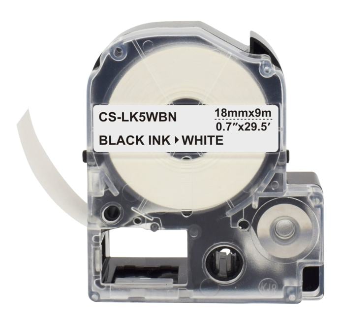 Cactus <CS-LK5WBN> лента для печати этикеток (ширина 18мм, 9м, Black on  White)  для  Epson LW400/LW700/LW600P