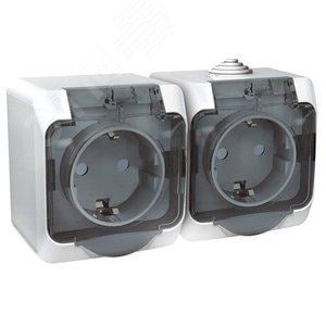 Schneider Electric Этюд <PA16-244B> Розетка двойная (2x2К+З,  внеш., шторки, белый)