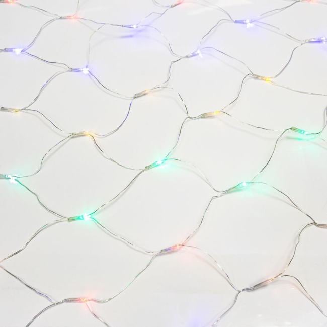 Гирлянда светодиодная "Сеть" 1х1.5м 96LED мультиколор 12Вт 220-240В IP20 с контроллером 8 режимов провод ПВХ прозр. Neon-Night 215-119-6