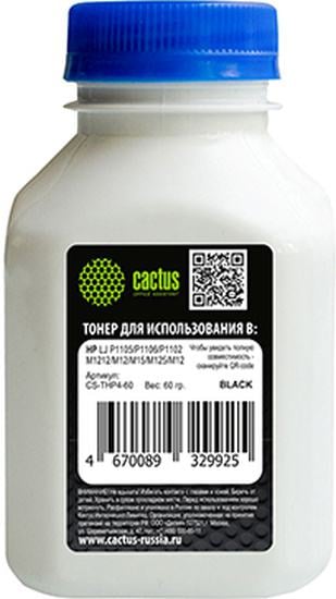 Тонер Cactus CS-THP4-60 черный флакон 60гр. для принтера CB435A/CB436A/CE278A/CE285A/CF283A/CF244A/CF283X, принтеров HP LJ P1005/P1006/P1100/P1102/P1505/P1566/P1606/M1132/M1212/M1214/M1217/M1522/M1536, LJ P